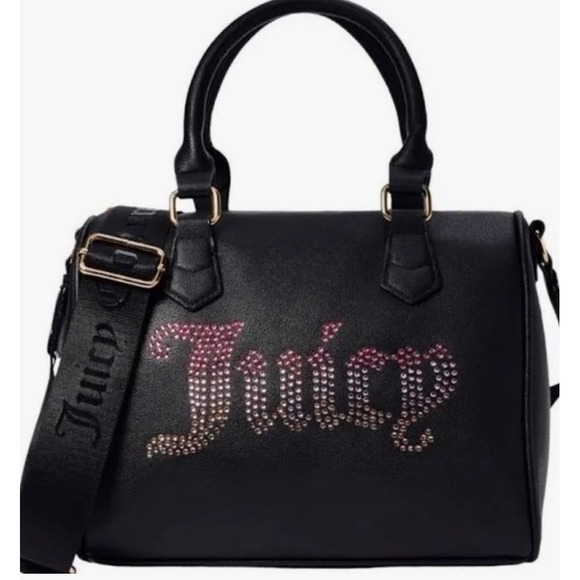 Juicy Couture Handbags - Juicy Couture Satchel Bag Liquorice Ombre Crystal Logo Gemstones Viral Y2K Bling